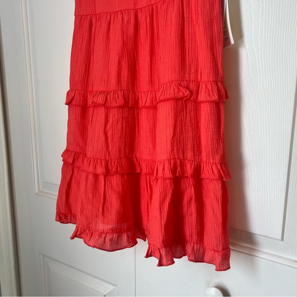 City Vibes Coral Tiered Ruffle Dress Size Small NWT - Picture 3 of 10